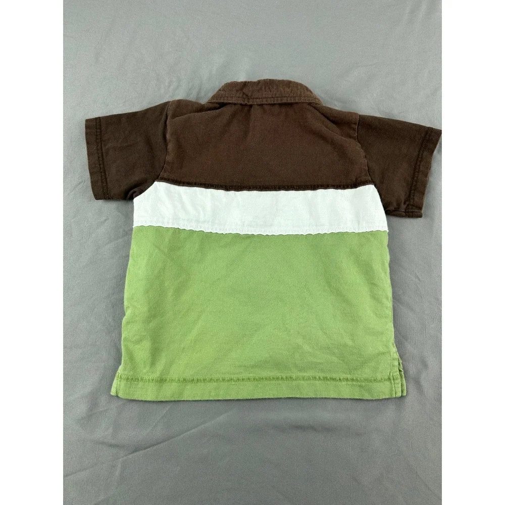 Gymboree Toddler Boys Polo Shirt Size 3 Green Brown White‎ Colorblock